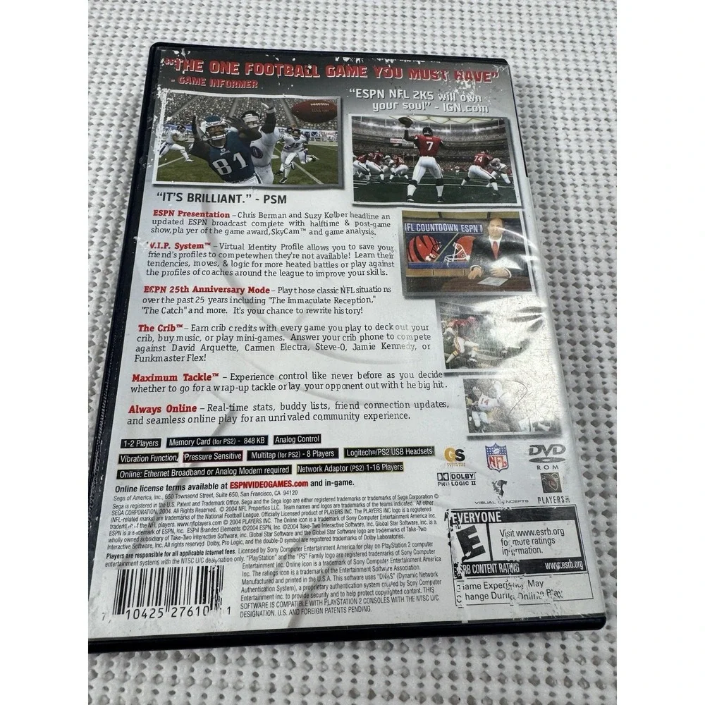 ESPN NFL 2K5 Sony PlayStation 2 PS2 Complete CIB SEGA SLUS20919 Untested